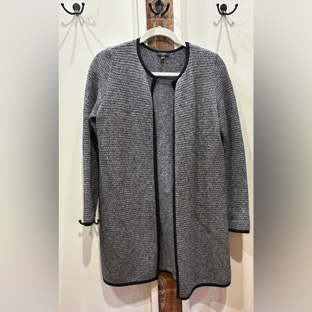Talbots Black and Gray Textured Cardigan